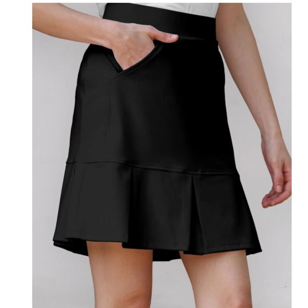 Acegolfs Basic 19 Inch High Waist Pleated Skort UPF50+, Medium - Picture 3 of 9